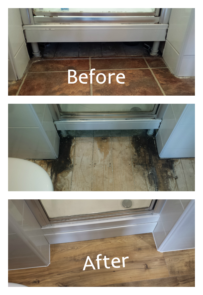Bathroom floor repair completed by IC Assist