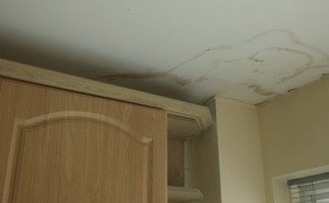 Stain on ceiling under bathroom