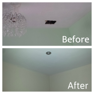 Damaged artex ceiling replaced